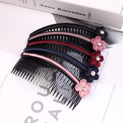 China Environmental Friendly Manufacturer Cheap Hot Selling Bowknot Hair Comb Headdress Flower Plastic Hair Clip With Comb for sale