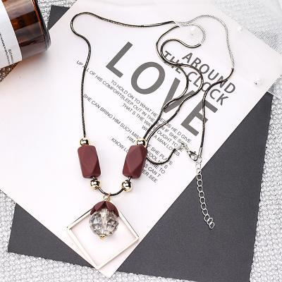 China Fashion Ladies Pedant Sweater Crystal Chain Wholesale Environmentally Friendly Necklace 2020 New Style for sale