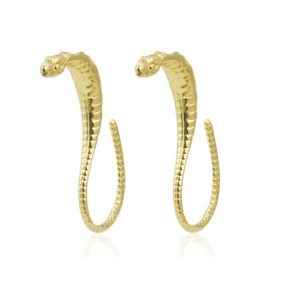 China Anti-allergy hot selling fashion trend snake circle big animal earrings felt back gold plated alloy earring for sale