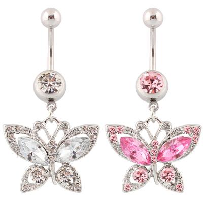 China FASHIONABLE Hot Selling Butterfly Stainless Navel Jewelry Surgical Steel Belly Button Ring For Women for sale