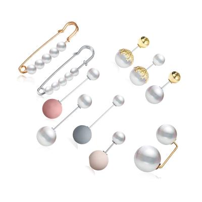 China Hot Simple Design Multicolor Pearl Factory Jewelry Accessories Muslim Pin Hijab Scarf Brooches Pin For Women for sale