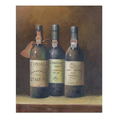 China Oil Painting Still Life Abstract Classic Vintage Wine Bottle Handmade Painting On Canvas for sale