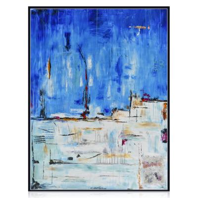 China Hotel Decorative Original Contemporary Blue Abstract Oil Paintings Modern Artwork for sale