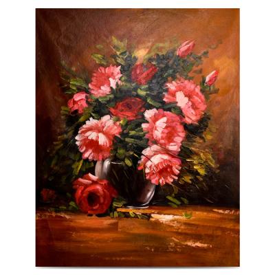 China Modern Big Picture Pretty Size Large Red Mounted Modern Decoration Flower Oil Painting for sale