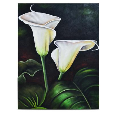 China 100% Handmade Simple White Flower Realistic Calla Lilies Modern Oil Paintings Canvas Lily Theme Wall Art for sale