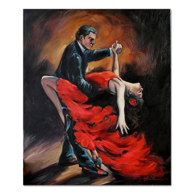 China Modern spanish flamenco couple abstract man and woman dancing figure painting for sale