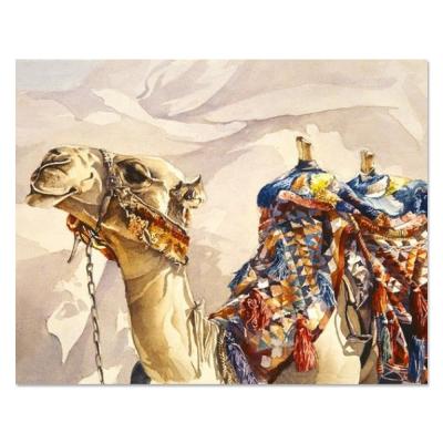 China Realistic New Arrival Dessert Landscape Art Work Elegant Animal Camel Oil Painting for sale