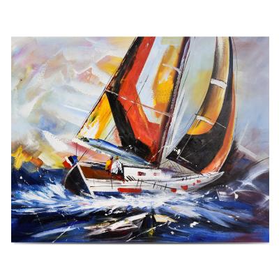 China Simple design beautiful modern pure hand-painted sailing boats subtract paintings for sale