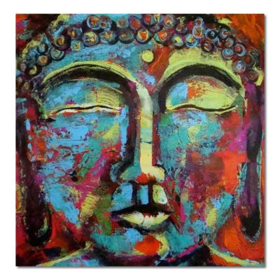 China Modern Impressionist Colorful Heavy Head Buddha Texture Artwork Wall Religion Acrylic Painting for sale