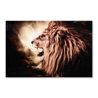 China Wholesale 40*60 60*90 80*120 Wall Hanging Custom Abstract Animal Painting Lion Glass Painting 3D Wall Art Customization for sale