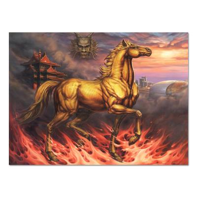 China War Gold Decor Custom Classic Horse Portrait HD Animal Wall Art Poster Print On Canvas for sale