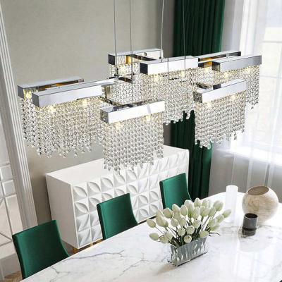 China Contemporary Modern Living Room Light Luxury Hotel Led Dining Room Crystal Rectangular Chandelier Modern Large Lamp Pendant Lights for sale