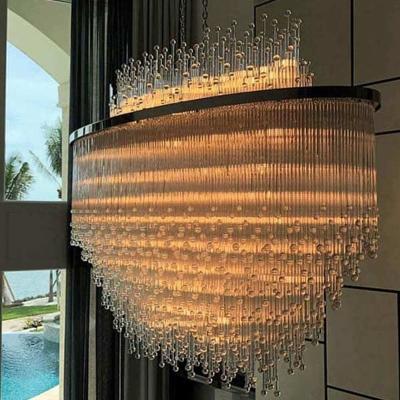 China Large Chandelier K9 Modern Luxury Modern Villa Crystal Staircase Hotel Lobby Crystal Chandelier for sale