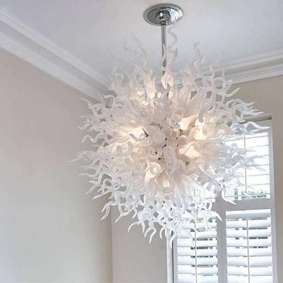 China Contemporary Custom White Hand Blown Glass Chandelier Living Room Staircase Foyer Chandelier Modern for sale