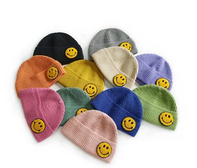 China Wholesale Winter Waterproof Smiley Cute Cartoon Stylish And Version Manufacturer Children's Korean Warm Knitted Hat for sale