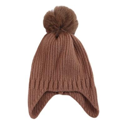 China New JOINT Children's Concave Hearing Protection Woolen Ball Hat Baby Woolen Warm Hat for sale