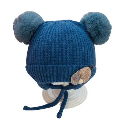 China JOINT Children's Hat Plush Hearing Protection HAT Baby Cartoon Hat Baby Warm Knitted Wool Hat for sale