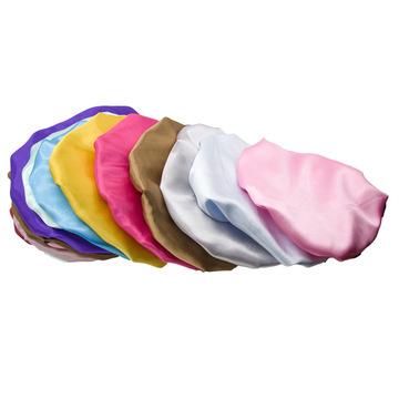 China Popular Satin Hats Solid Color Double-Layer Satin Nightcap Set Beauty Salon Nightcap Perm Hat Sleep Hat for sale