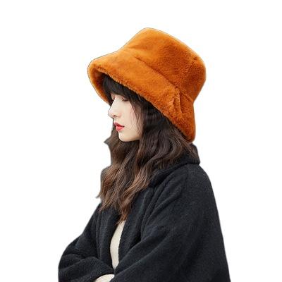 China Fashion hat fisherman Autumn and winter warm plush basin fur fisherman hat sets for unisex wholesale for sale