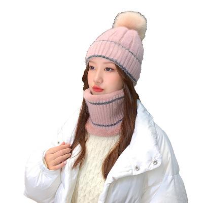 China COMMON Hat Winter Thickened Warm Wool Ball Hats Solid Color Hats Hearing Proof Knitted Warm Wool Cold Hat for sale