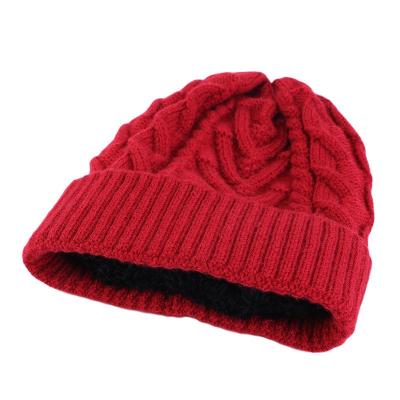 China JOINT New Women's Wool Thickened Hat Trimmed With Plush Diamond Twist Knitted Woolen Hat for sale