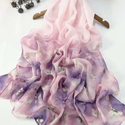 China 2021 Wholesale Luxury Elegant Soft Autumn Sunproof Long Spring Silk Scarf Fashion Inkjet Chiffon Scarf Style Newest for sale