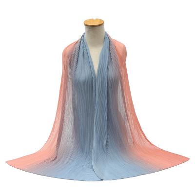 China Soft Touch Feeling Pleated Two-tone Pearl Gradient Wrinkled Shawl Chiffon for sale