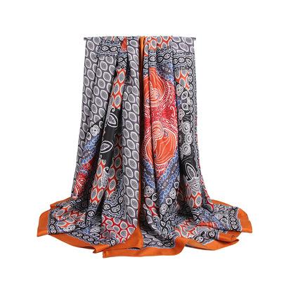 China New Twill Print Medium Length Satin Shawl Soft Medium Length Women And Scarf For Women for sale