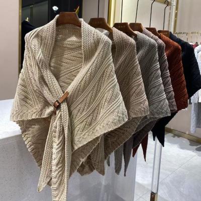 China Elegant and supple shawls spring and wool shawl belt loop autumn knitted scarf women's triangular scarves for sale