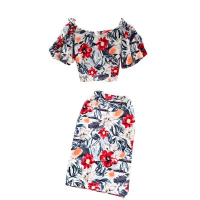 China QUICK DRY Ladies Tube Skirt Set Sheath Shorts Sheath Zipper Summer Back Skirt Sets Floral Split Edge Midi Skirt Set for sale