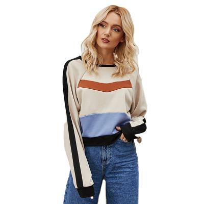 China Color Block Long Sleeve Casual Sweatshirts Anti-wrinkle Autumn Neck Sweatshirt Women Round Neck Sweatshirt for sale