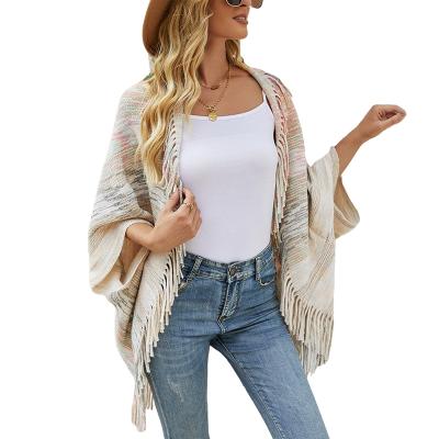 China Heathered Knitted Cardigans Open Front Anti-wrinkle Autumn Winter Butterfly Long Sleeve Tassel Open Cardigan for sale