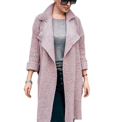 China Casual Anti-wrinkle Large Long Lapel Notched Neck Plus Size 3XL Front Coat Open Sweater Cardigan For Ladies for sale