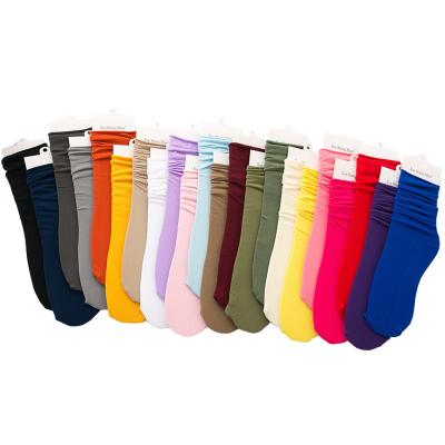 China Meias Fashion Women's Retro Solid Color Pile Slouch Breathable Socks School Socks Japanese Compression Long Tube Socks Wholesale for sale