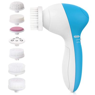 China Acne Treatment USB Recharge Facial Cleansing Sweep 7 Brush Heads Electric Detergent Deep Cleaning Soft Exfoliate Remove Blackhead Massage for sale