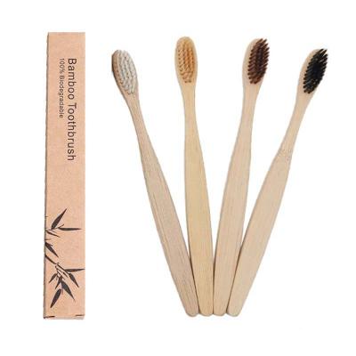 China Handheld Natural Bamboo Eco-Friendly Soft Fiber Toothbrush Oral Cleaning Teeth Care Wooden Handle Toothbrush for sale