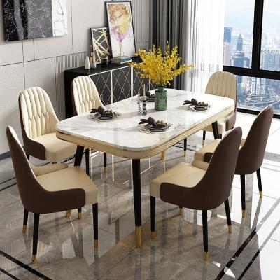 China (Others) Modern Bestselling Luxury Marble Top Adjustable Dining Table and Chair Sets for Home Hotel Dining Room Furniture for sale