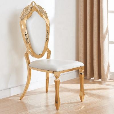 China Adjustable Luxury Gold PU (Other) Stainless Steel Banquet Leather Hotel Dining Chair To Wedding Furniture for sale