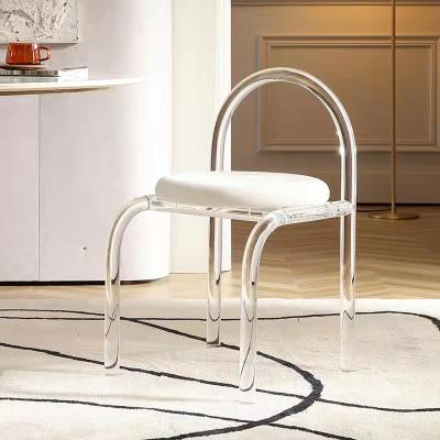 China (Other) Adjustable Modern Clear Acrylic Crystal Dining Chair Fabric Nail Chair For Hotel Dining Room Home Furniture for sale