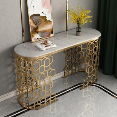 China (Others) living room stainless steel console table or entryway adjustable marble top tables for hotel store home furniture for sale