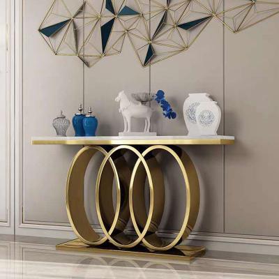 China (Other) adjustable luxury console table with stainless and marble top enter table for living room dining room furniture for sale