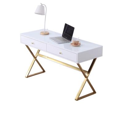 China Other Furniture Luxury Office Work Desk Stainless Steel Wooden Frame Computer Table For Working Home Furniture for sale