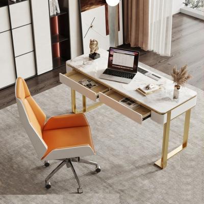 China Other simple modern nordic agglomerated stone home luxury survey computer desk table for office room furniture for sale