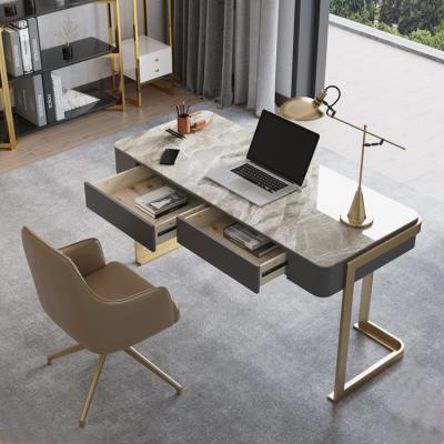 China Other Modern Executive Luxury Design Modern L Shaped Computer Chipboard Stone Desk For Office Table Furniture for sale