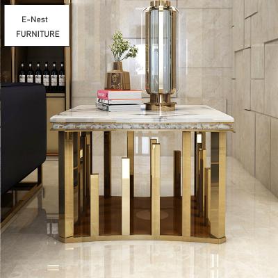 China (Other) Modern Design Corner Table Stainless Steel Adjustable Gold Side Table For Living Room Furniture Luxury Set for sale