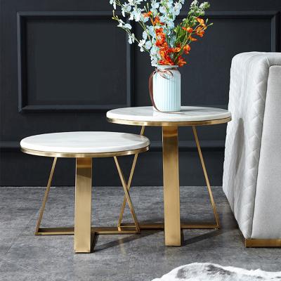 China Coffee table round marble combination (the other) metal legs adjustable luxury side table for living room furniture for sale