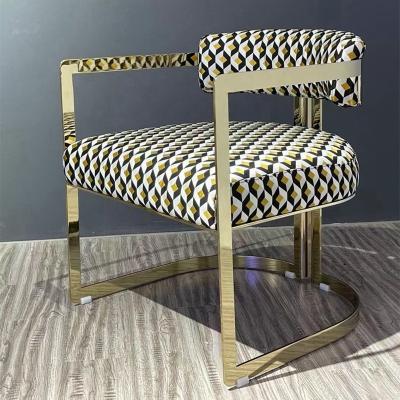 China Modern Adjustable Frame Armchair Gold Stainless Steel Velvet Fabric (Other) Luxury Hotel Dining Chair Leisure Villa Furniture for sale