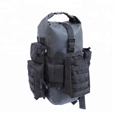 China Factory direct PVC 40L military waterproof kayaking and comping travel dry backpack with molle system for sale