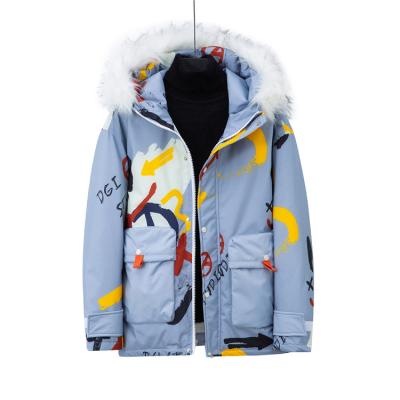 China Ultralight Warm Winter Windproof Down Coats For Men's Casual Doodle Pattern Down Jacket for sale