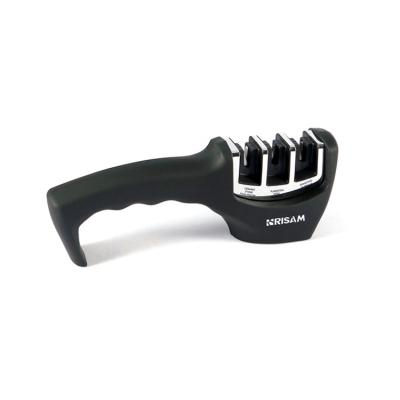 China Viable Hot Sales Kitchen Tools Three Stages Professional Solt Handle Knife Sharpener for sale